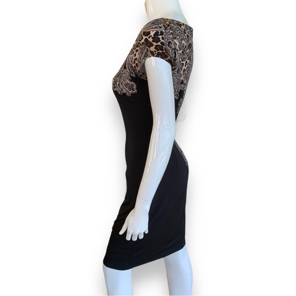 CACHE’ BLACK/GOLD BODYCON DRESS. WOMEN’S SIZE SMALL - Picture 3 of 7